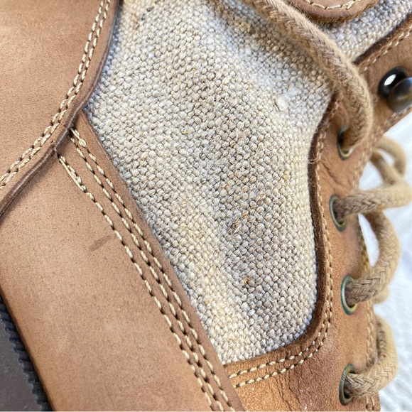 Trader Bay High Tan ankle boot leather fabric lace up buckle chunky heel flat - Picture 11 of 14